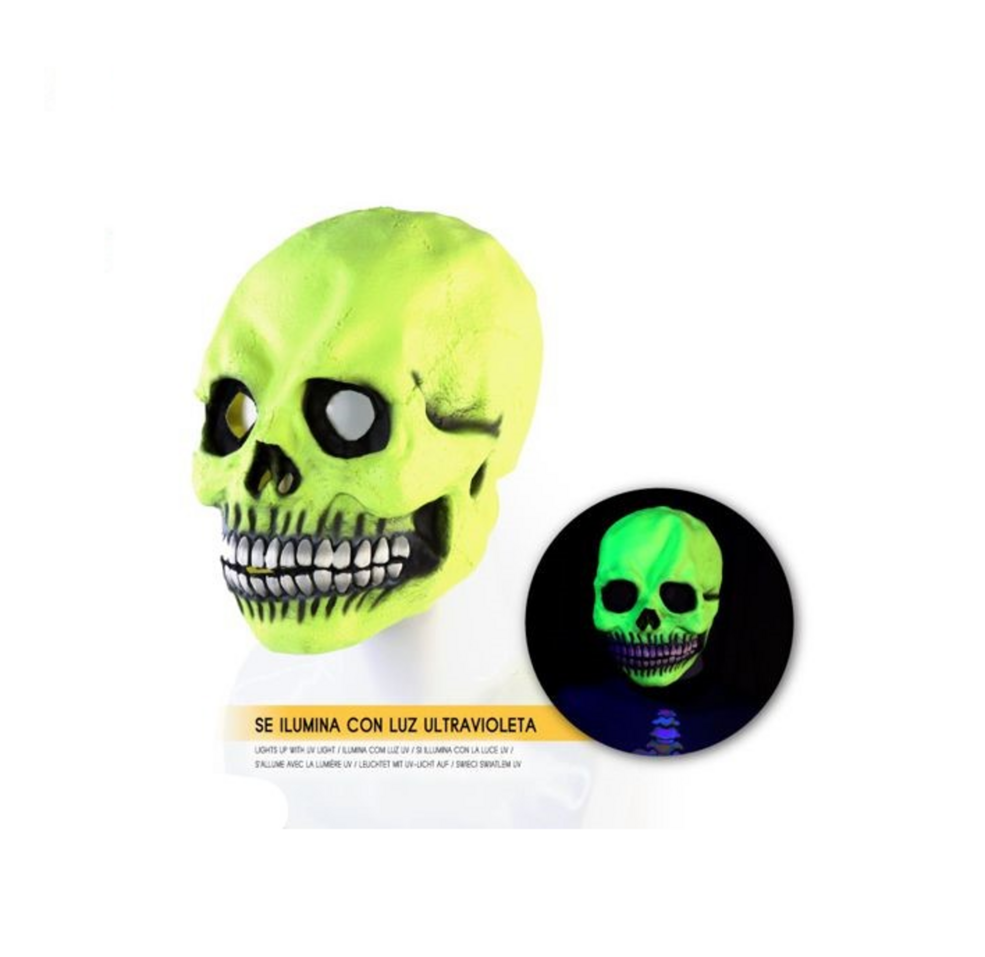 Mascara calavera verde fluorescente - 2