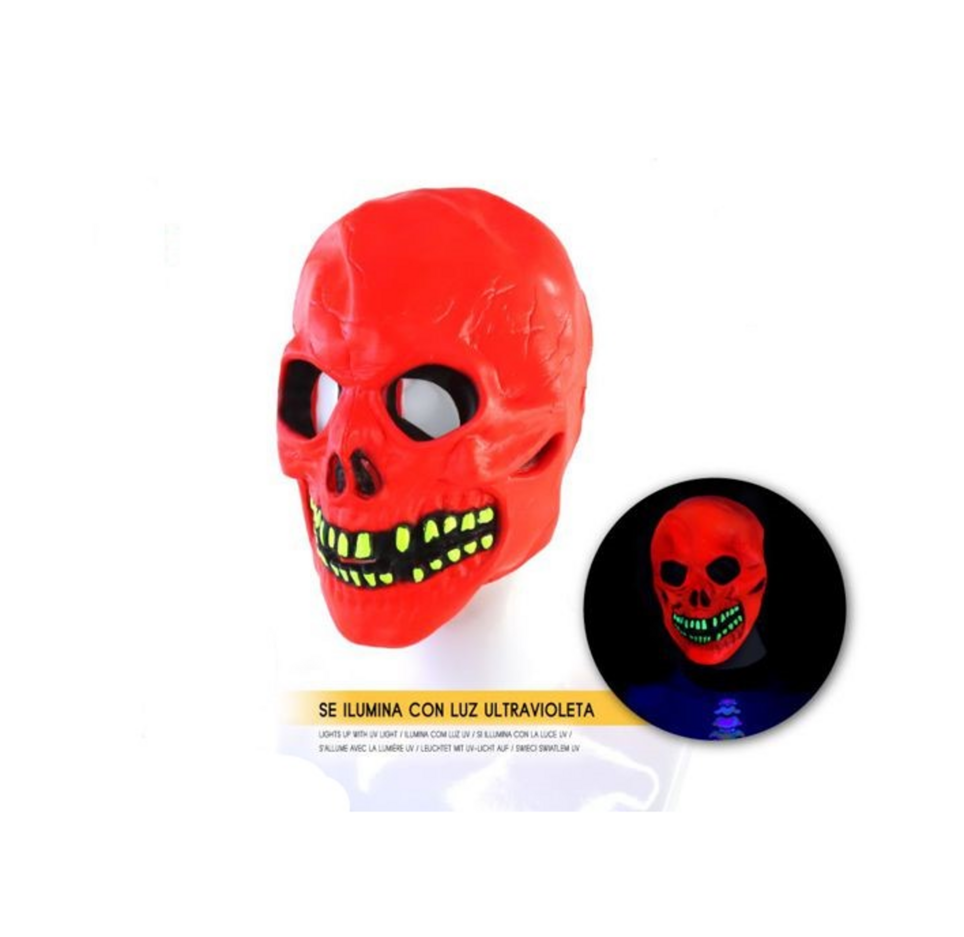Mascara calavera naranja fluorescente - 2